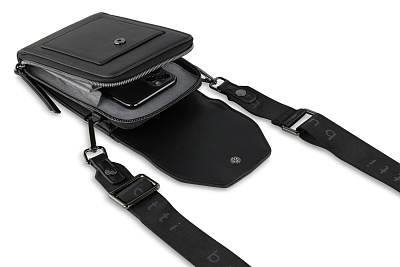 Сумка наплечная BUGATTI Almata, чёрная, полиуретан, 11х4х19 см