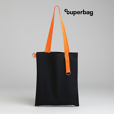 Шоппер Superbag black (чёрный с оранжевым) (Черный с оранжевым)