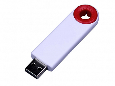 USB 2.0- флешка промо на 16 Гб прямоугольной формы, выдвижной механизм (Белый/красный)