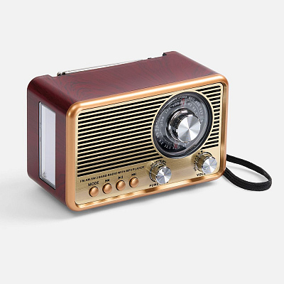 Bluetooth-колонка с радио Listenberg, коричневая (Коричневый)