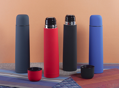 Термос "Родос", покрытие soft touch, 1 л., красный