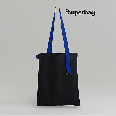 Шоппер Superbag black (чёрный с синим) (Черный с синим)