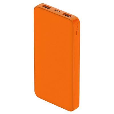 Внешний аккумулятор Polus, 10000 Mah, софт-тач покрытие, оранжевый (Оранжевый.)