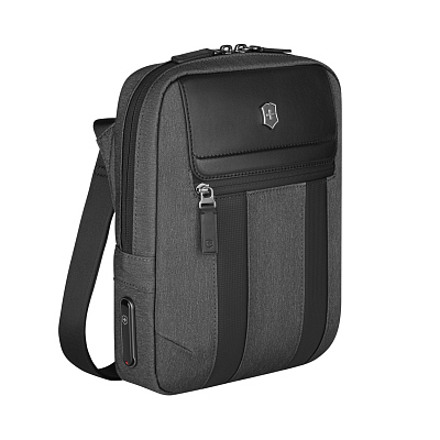Сумка через плечо VICTORINOX Architecture Urban2 Crossbody Bag,серый, полиэстер/кожа, 9x22x28 см, 6 л