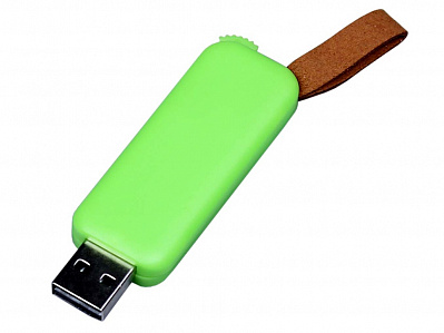 USB 2.0- флешка промо на 16 Гб прямоугольной формы, выдвижной механизм (Зеленый)