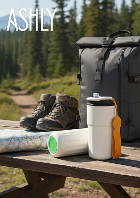 Термокружка Ashly To Go, белая/оранжевая/светло-зелёная