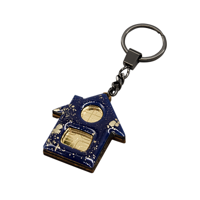 Брелок Дом (синий с золотом)