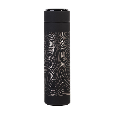 Термос "Бостон next" 500 мл с нанесением "Абстракция #1", soft touch, черный (Чёрный)