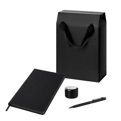Подарочный набор Passion, черный (колонка, ежедневник, ручка) (Чёрный)