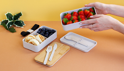 Контейнер для ланча "Natural" с приборами, натуральный