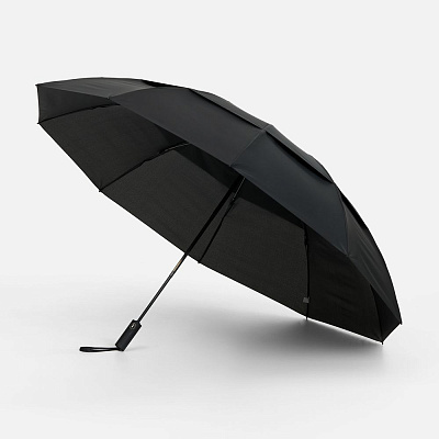 Зонт обратного сложения twoGether с двойным куполом, черный (Чёрный)