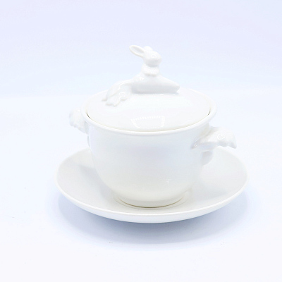 Бульонница &amp;quot;Кролик - Везунчик&amp;quot; с тарелкой, 425 мл, Белый