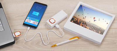 Флеш-карта 16 Гб с подсветкой логотипа, белый с синим