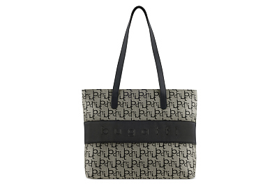 Сумка женская BUGATTI Elea, бежево-черный цвет, жаккард/воловья кожа/полиэстер, 34х12х29 см