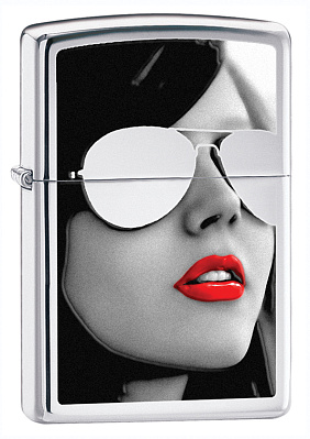 Зажигалка ZIPPO Gold Design с покрытием High Polish Chrome, латунь/сталь, серебристая, 38x13x57 мм (Серебристый)