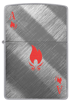 Зажигалка ZIPPO Ace Design с покрытием Brushed Chrome, латунь/сталь, серебристая, 38x13x57 мм