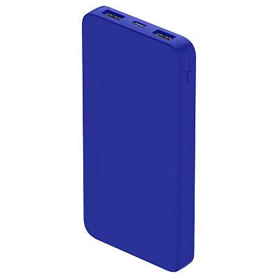 Внешний аккумулятор Polus, 10000 Mah, софт-тач покрытие, синий (Синий.)