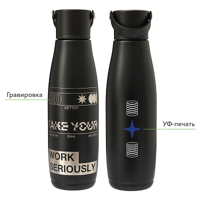 Термобутылка вакуумная герметичная Bosca, черная