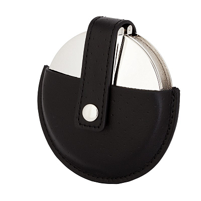 Часы дорожные "Портсмут" в кожанном футляре, серебристый