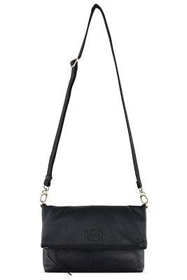 Сумка женская KLONDIKE RUSH «Jessica», натуральная кожа в черном цвете, 30 х 20/33 х 4,5 см