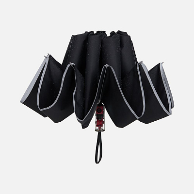 Зонт наоборот складной Futurum со светоотражающим кантом, черный