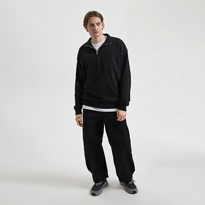 Толстовка на молнии унисекс Флоу (Flow), черная, размер XS/S