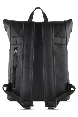 Рюкзак KLONDIKE GOLD «Donald», натуральная кожа в черном цвете, 40 х 42/51,5 х 11 см