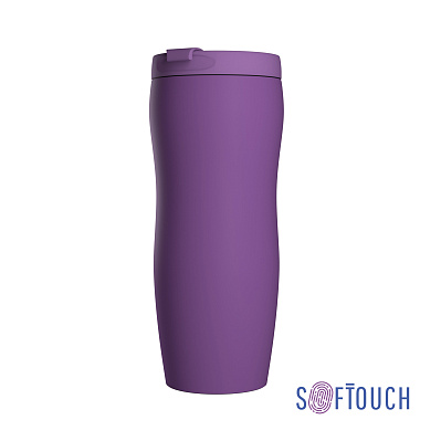 Термостакан "Монтана", покрытие soft touch, 0,4 л., черный  (Фиолетовый)