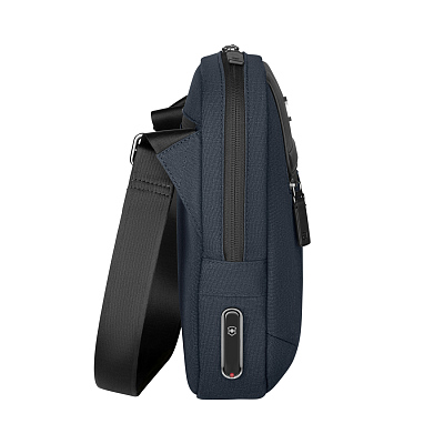 Сумка через плечо VICTORINOX Architecture Urban2 Crossbody Bag,синий, полиэстер/кожа, 9x22x28 см, 6 л
