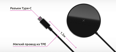Беспроводное ЗУ Olmio MagCharge, черный