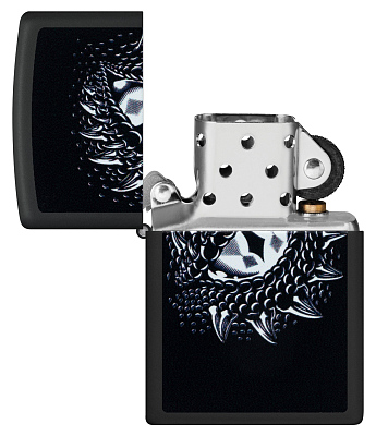 Зажигалка ZIPPO Dragon Eye с покрытием Black Light, латунь/сталь, черная,матовая 38x13x57 мм