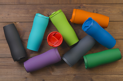 Термостакан "Монтана" 400 мл, покрытие soft touch, бирюзовый