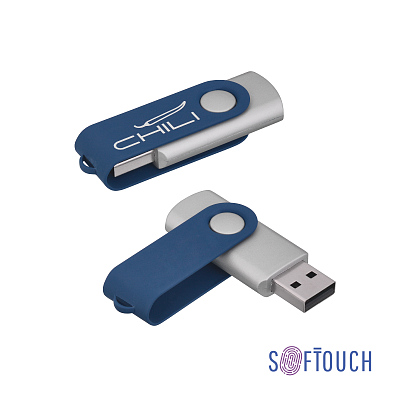 Флеш-карта "Vostok", объем памяти 16GB, покрытие soft touch#, темно-синий