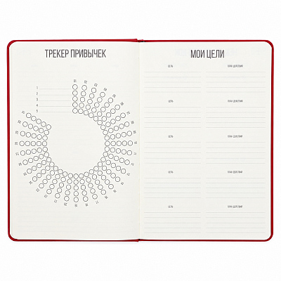 Ежедневник A5 недатированный Garda, в твёрдой обложке с резинкой и шильдом, красный