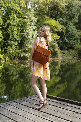 Рюкзак женский KLONDIKE GOLD «Miki», натуральная кожа в коньячном цвете, 39 х 32 х 14,5 см