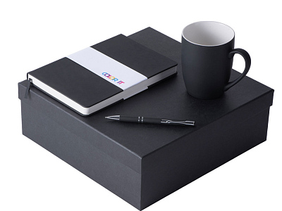 Подарочный набор COLOR IT с блокнотом, ручкой и кружкой (Чёрный)