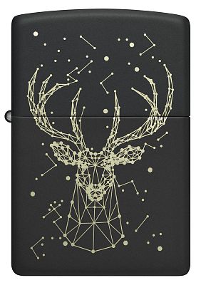 Зажигалка ZIPPO Deer с покрытием Black Matte, латунь/сталь, черная, матовая, 38x13x57 мм