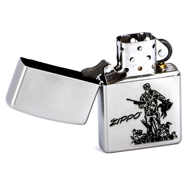 Зажигалка ZIPPO Duck Hunting, с покрытием Satin Chrome™, латунь/сталь, серебристая, 38x13x57 мм (Серебристый)