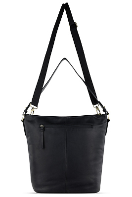 Сумка через плечо KLONDIKE RUSH «Samantha», натуральная кожа в черном цвете, 40 х 32,5 х 15,5 см