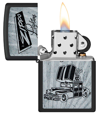 Зажигалка ZIPPO Car Design с покрытием Black Matte, латунь/сталь, черная, 38x13x57 мм