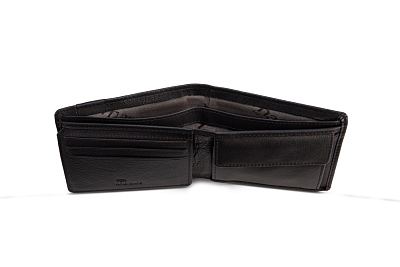 Бумажник Mano "Don Leonardo", с RFID защитой, натуральная кожа в черном цвете, 10,5 х 2 х 8,5 см