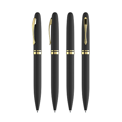 Ручка шариковая "Moon" покрытие soft touch, черный с золотом