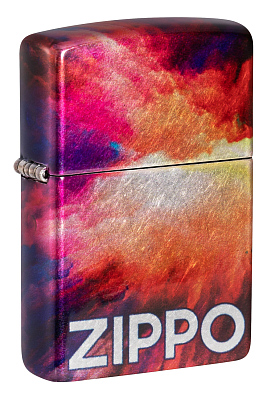 Зажигалка ZIPPO Tie Dye с покрытием 540 Tumbled Chrome, латунь/сталь, разноцветная, 38x13x57 мм