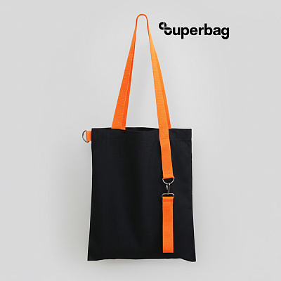Шоппер Superbag black с ремувкой 4sb (чёрный с оранжевым) (Черный с оранжевым)