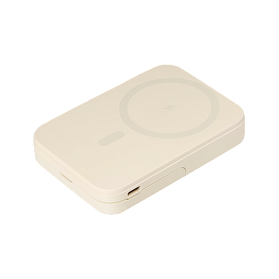 Внешний аккумулятор Юнион PD (Union PD) 10000mAh с функцией беспроводной зарядки 15W  (Бежевый)