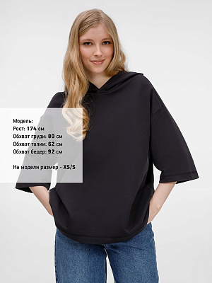 Футболка оверсайз унисекс с капюшоном Neofit, черная