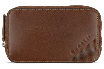 Ключница BUGATTI Nobile, коричневое, воловья кожа/полиэстер, 11,5х1,5х7 см