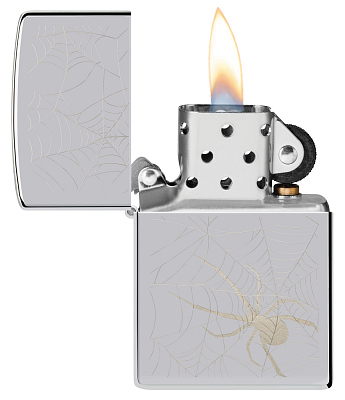 Зажигалка ZIPPO Spider Design с покрытием High Polish Chrome, латунь/сталь, серебристая, 38x13x57 мм