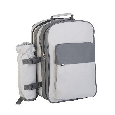 Набор для пикника "Дания" на 4 персоны с холодильным отделением, серый с черным