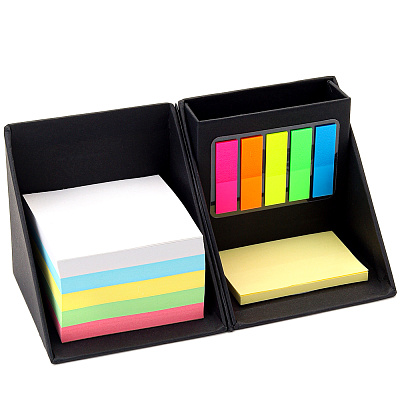 Настольный органайзер с бумажными стикерами Nivora, черный (Чёрный)